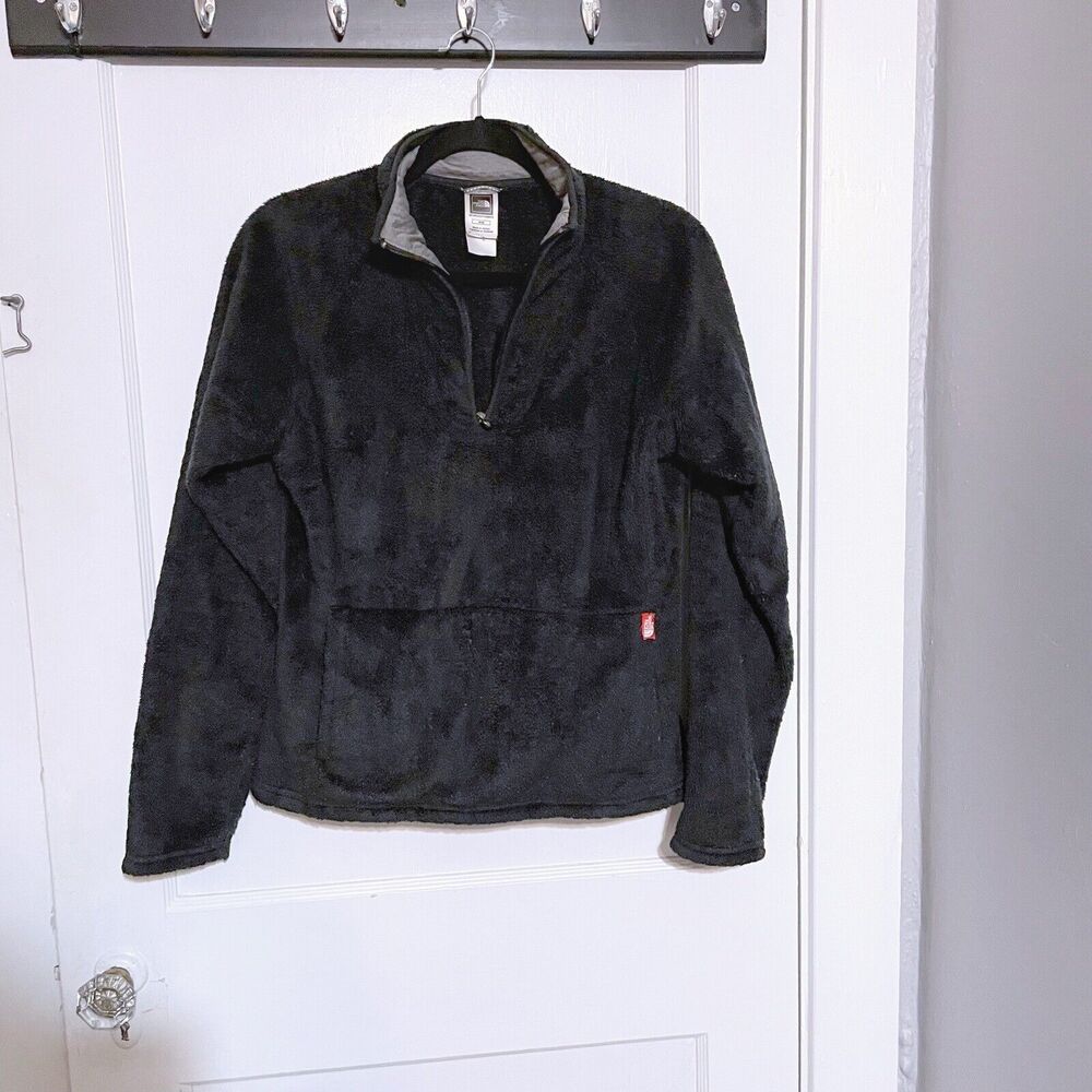 The North Face Black Fleece 1/4 Zip Women's Medium M Pullover Kangaroo Mossbud